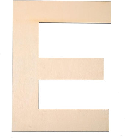 12 Inch Wooden Letter E, 1/4 Inch Thick Large Unfinished Wood Letter for DIY Crafts Home Wall Decor