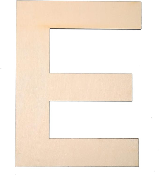 12 Inch Wooden Letter E, 1/4 Inch Thick Large Unfinished Wood Letter for DIY Crafts Home Wall Decor