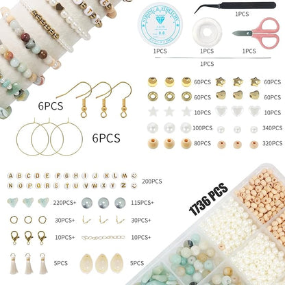 TOIPINIO Bracelet Making Kit Jewelry Making Supplies Kit Natural Stone Beads for DIY Craft Friendship Bracelet/Necklace/Earrings for Adults 1736PCS (Amazonite)