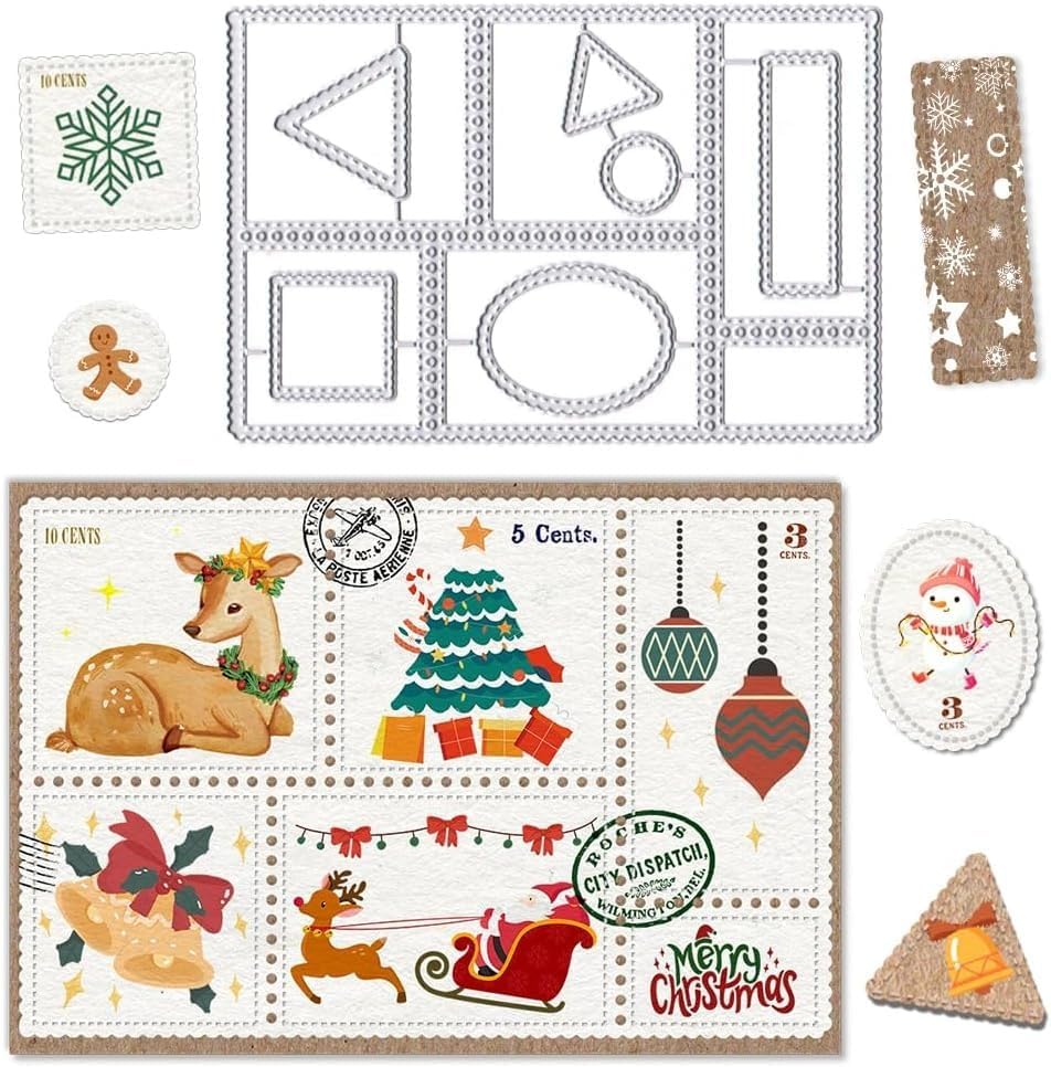 Lapoo Cutting Die for Scrapbooking, 3D Backgrounds Frame New Cutting Dies DIY Album Card Making Decor Paper Craft Metal Die Cuts Party Decorations (Postage Stamp 5.4 x 3.6 in) by LAPOO
