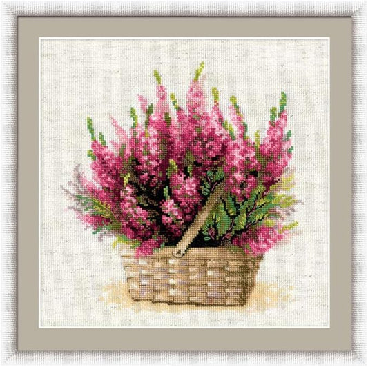 RIOLIS - Scottish Heather 1324, Cross Stitch Kits 9.75"x9.75", Cross Stitch Kits for Adults, Counted Cross Stitch Kits, Embroidery Kit for Beginners & Advanced, Floral Crossstitching Kits