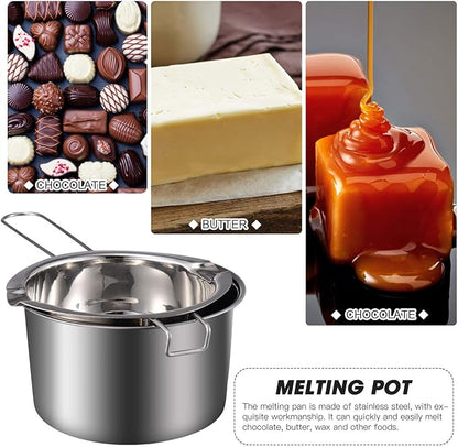 EXCEART Candle Melting Pot Double Boiler for Melting Chocolate Wax Cheese and Butter - 11.02 Inches Stainless Steel Pot with Ergonomic Handle