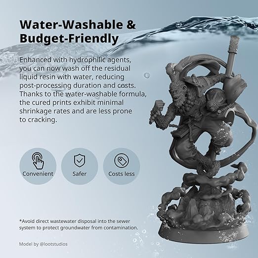 ANYCUBIC Water Washable ABS-Like Resin 3.0 Bundle, 3D Printer Resin, High Toughness and High Precision, Easy to Post-Process, Low Odor, Wide Compatibility for All LCD 3D Printers (Black, 4kg)