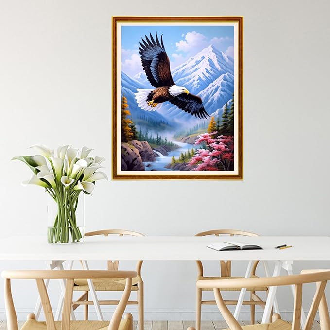 Joycasa Stamped Cross Stitch Kits for Beginners Full Range of Cross Stitching 11 CT Printed Cross Stitch Kit for Adults Cross-Stitch Patterns Needlepoint Kits-Eagle Mountains and Rivers 16x20 inch