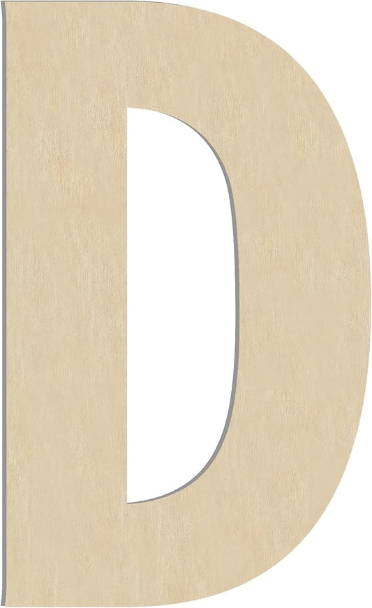 HILAZA 17 Inch Large Wooden Letter D, 1/4 in Thick Big Wood Letter for Wall Decor Crafts
