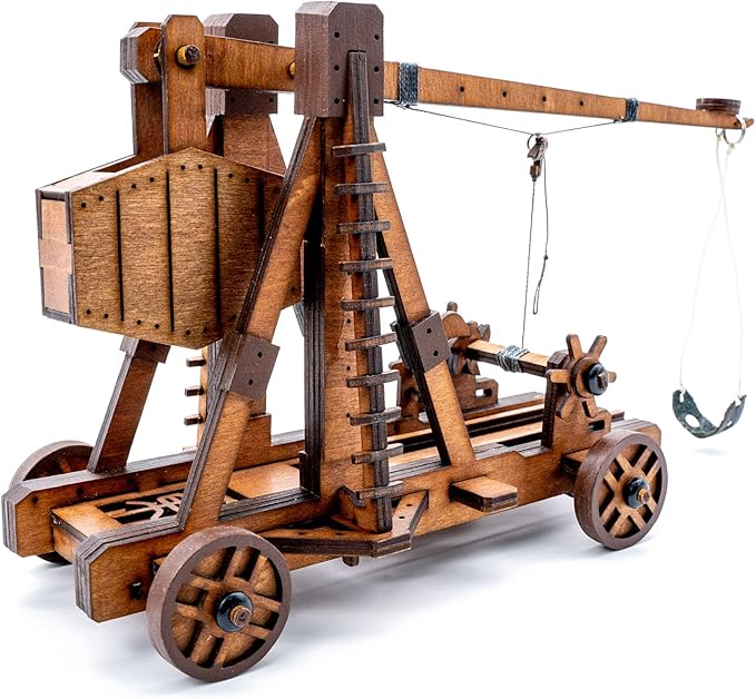 Toystub DIY 3D Wooden Puzzles for Adults Trebuchet Science Building Kit Model Catapult Engineering Kit Wood Assembly Gifts