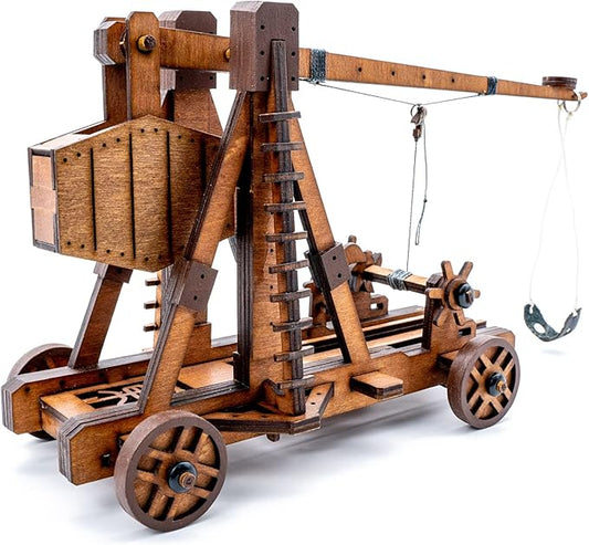 Toystub DIY 3D Wooden Puzzles for Adults Trebuchet Science Building Kit Model Catapult Engineering Kit Wood Assembly Gifts