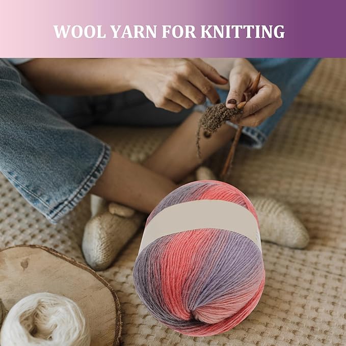 Variegated Rainbow Woolen Yarn Medium Thick Merino Wool Yarn for Hand Knitting Sweaters Scarves and Crafts Soft Knitting Supplies