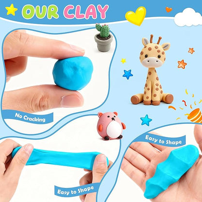 50 Colors Polymer Clay kit，Modeling Clay with Sculpting Tools for Starter,Oven Bake DIY Model Clay,Non-Toxic, Non-Sticky,Gift for Kids Adults