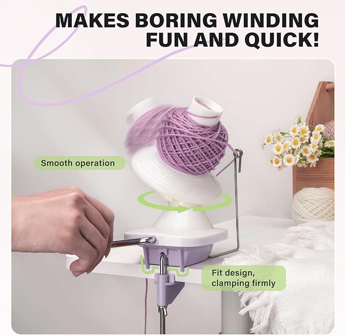 INMAKER Yarn Winder, Ball Winder for Crocheting & Knitting, Quick Install Portable Yarn Spinner, Essential Tool for Crafting Enthusiasts