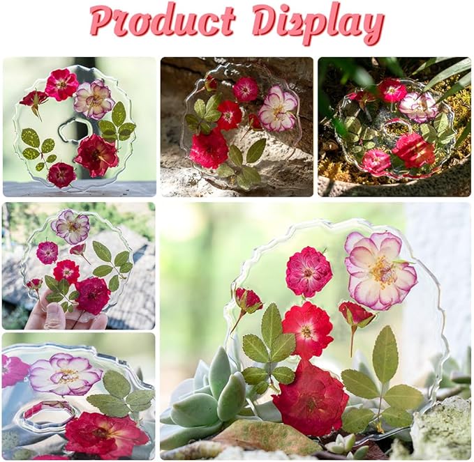 25pcs Dried Pressed Rose for Resin Molds, Real Natural Rose Flowers Leaves Kit, Set for Scrapbook Supplies Card Resin Jewelry Soap Candle DIY Crafts