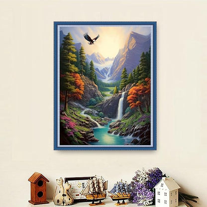 Dooxvey Cross Stitch Kits for Adults Stamped Full Range of Embroidery Starter Kits for Beginners 11CT Printed Cross Stitch Patterns Needlepoint Kits Stamped Crossstitching-Forest Creek 16x20 inch