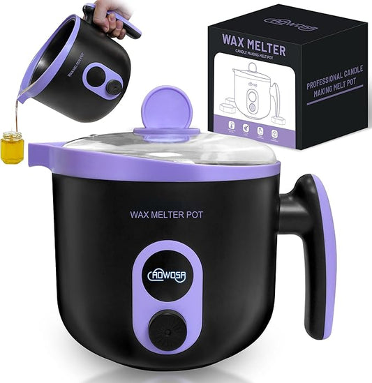 AOWOSA Candle Melting Pot Electric Wax Melter for Candle DIY Making with Pouring Spout, Non-Stick Candle Making Pouring Pot Soap Making Melting Pot with Constant Temperature Function, Black