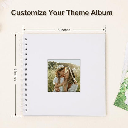 Scrapbook Album 8x8 Inches Photo Album Hardcover Kraft with Window Scrap Book Blank Memory Book for Baby Wedding Guest Book Couples Graduation Travel DIY Anniversary, 40 Pages White