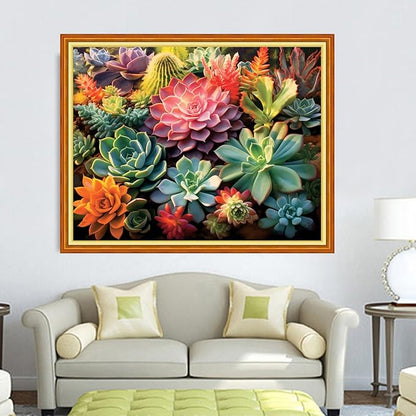 DMCVIVR Stamped Cross Stitch Kits for Adults Beginners Embroidery Kits 11CT Needlepoint Kits Cross Stitch Patterns Embroidery Patterns-Succulent Plants 16x20 inch