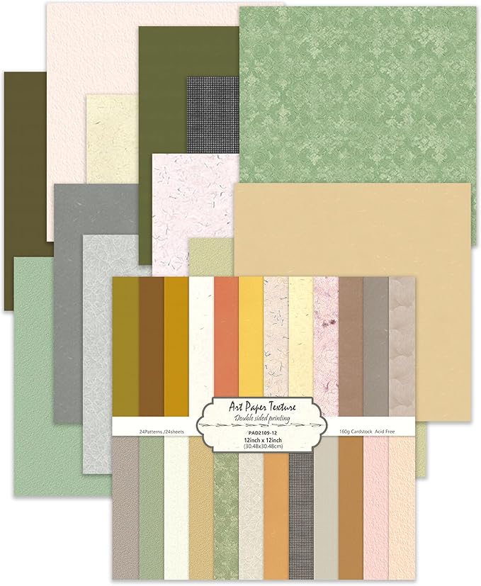 24 Sheets Scrapbook Paper 12" Double-Sided Photo Backdrop Bohemian Patterned (Floral Design I)