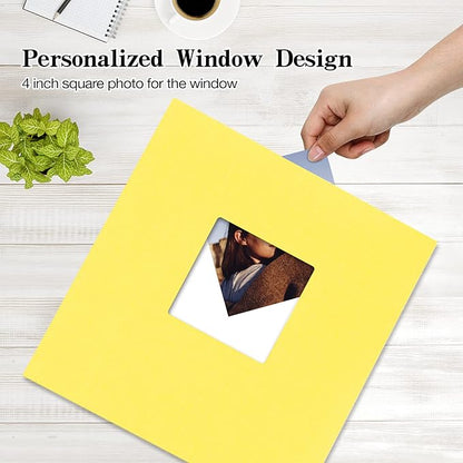 potricher Large Photo Album Self Adhesive 4x6 5x7 8x10 Pictures Linen Cover 40 Blank Pages Magnetic DIY Scrapbook Albums with A Metallic Pen (Yellow)