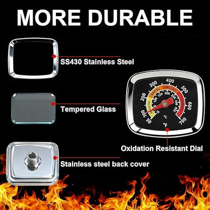 CloudHand Mini Custom Grill Thermometer BBQ Thermometer for Grill Smoker Temperature Gauge for Meat Cooking Port Lamb Beef, Small Stainless Steel Temp Gauge, Black CloudHand