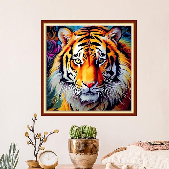 Artvxeay Stamped Cross Stitch Kits | Embroidery Kits for Beginners Craft Kit Needlepoint for Adults Supplies DIY 11CT-(King of Tiger Forest 18x18 inch)