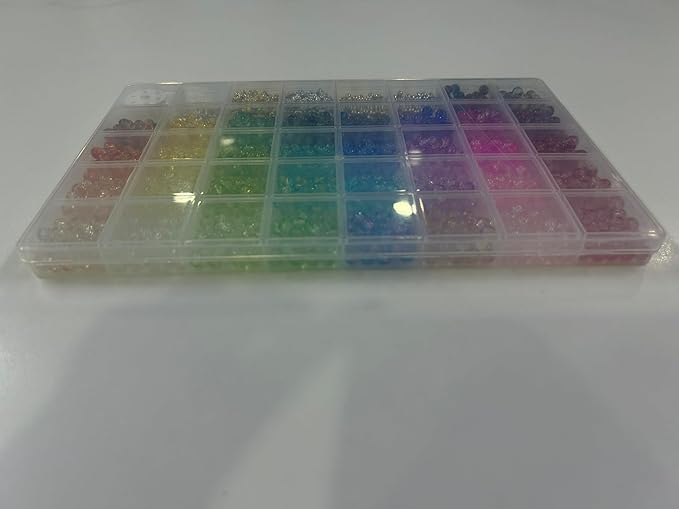 Funtopia Glass Beads Bracelet Making Kit, 1396pcs 6mm Crackle Glass Beads for Jewelry Making, 34 Colors Round Crystal Beads for Bracelets DIY Crafts with Spacer Beads and Charms