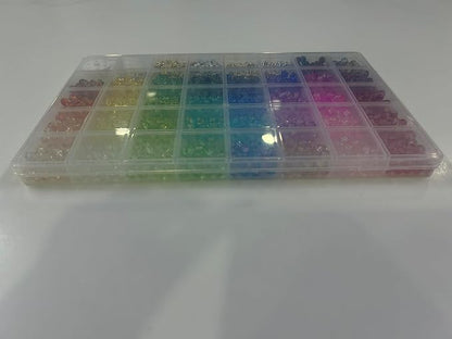 Funtopia Glass Beads Bracelet Making Kit, 1396pcs 6mm Crackle Glass Beads for Jewelry Making, 34 Colors Round Crystal Beads for Bracelets DIY Crafts with Spacer Beads and Charms