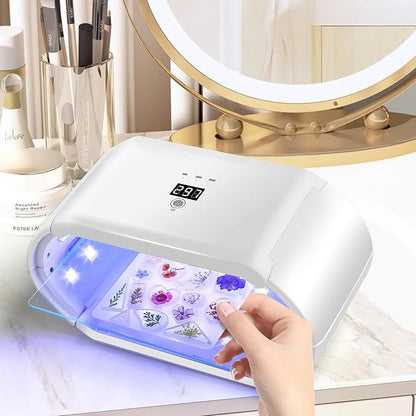 ENERFUN UV Light for Resin - Fast Curing UV Resin Light with Adjustable Time Setting Large Size 48W Two-Sided Portable Foldable UV Lamp with Silicone Mold Gloves