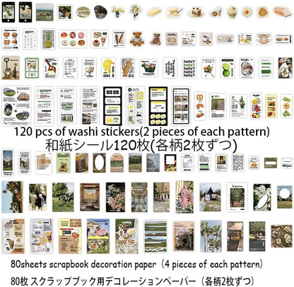 Alideco 200pcs Vintage Scrapbook Supplies Pack for Art Journaling Bullet Junk Journal Planners DIY Paper Stickers Craft Kits Notebook Collage Album Aesthetic Cottagecore Picture Frames (jijingxingxi) - Image 3