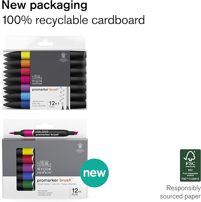 Winsor & Newton ProMarker Brush Set, 12 Count, Neutral Tones