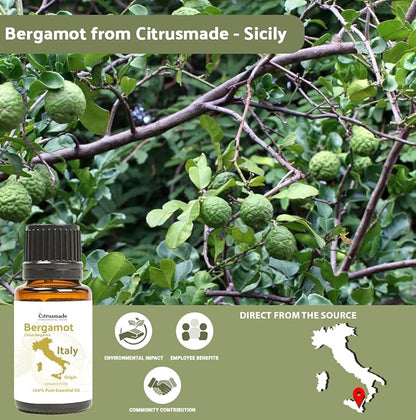 Nature Packaged Bergamot Essential Oil - Direct from Citrusmade in Sicily- Pure Essential Oil for Diffusers and Aromatherapy | 100% Pure Therapeutic Grade (8oz)