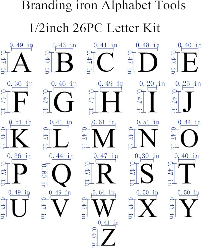 1/2" 26 Pcs Wood Burning Letters Kit with Electric Branding Iron, Wood Burning Letter Stamps for Wood Leather Hats Branding, DIY Gifts for Wedding Birthday Christmas (Brass Letters A-Z)