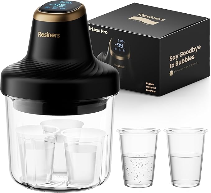 Resiners Resin Bubble Remover Airless Pro, 3 Min Remove 99.99% Bubbles, 99kPa Vacuum Chamber (20L/min), 3.2L Big Capacity for All Epoxy,UV Resin,Silicone,Art Crafts,Jewelry Making (Patented)