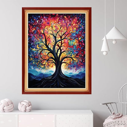 Dooxvey Cross Stitch Kits for Adults Beginners,Full Range of Cross-Stitch Stamped Kits Needlepoint Kits for Beginners Embroidery Kits 11CT Cross Stitch Patterns-Colorful Tree 16x20 inch