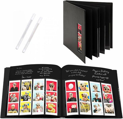 PBF (10 Pack) Photo Booth Album, Guest Book with 2x6 Clear Picture Inserts, Black Cover with Plastic Sleeves & Black Pages, Scrapbook Album for Photo Strips, Memory Book, Wedding, and Baby Showers