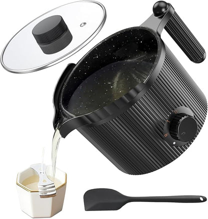venpow Candle Wax Melter with Pour Spout, Candle Making Kit for Adult Beginners, 1.5L Large Capacity, for Making Candles and Soaps, Kit Includes Wax Melting Pot and Stirring Spoon - Black