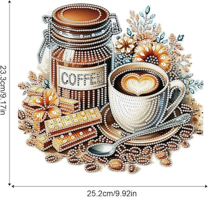 Diamond Art Painting Pendant Kits with Hanging Chain 5D Diamond Art Hanging Kit DIY Diamond Crystal Window Door Hanging Pendant Kit for Adults Gift Wall Home Christmas Decoration 25.2x23.3 cm, Coffee