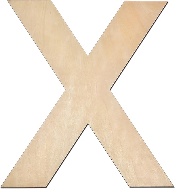 12 Inch Wooden Letter X, 1/4 Inch Thick Large Unfinished Wood Letter for Home Wall Decor, DIY Crafts