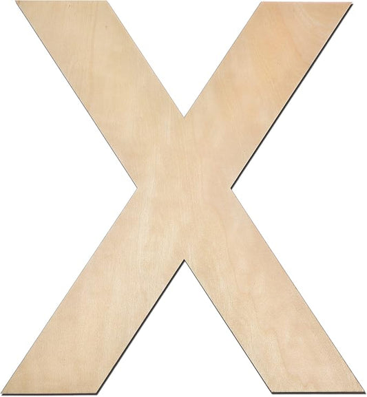 12 Inch Wooden Letter X, 1/4 Inch Thick Large Unfinished Wood Letter for Home Wall Decor, DIY Crafts