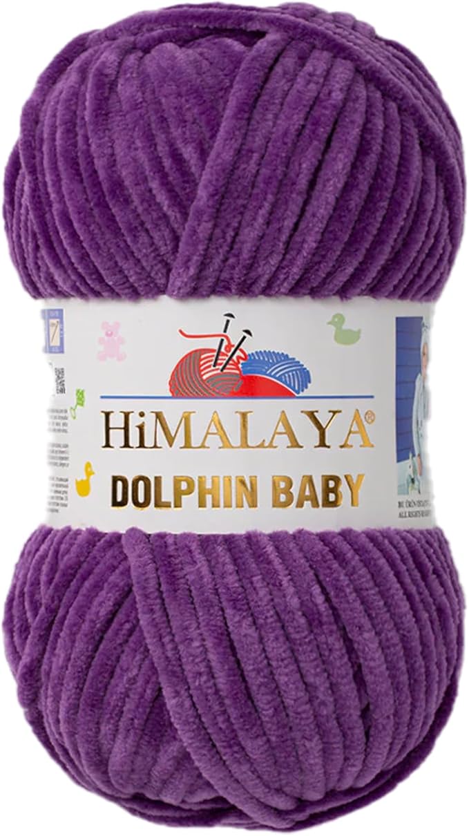 1 Skein/Pack Himalaya Dolphin Baby Chenille Yarn, Each Ball 100 gr (3.5 oz), 120 m (132 Yards), 100% Polyester, Super Bulky Baby Blanket Velvet Amigurumi Yarn, 80340 - Soft Purple
