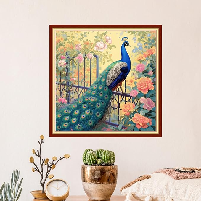 Artvxeay Stamped Cross Stitch Kits | Embroidery Kits for Beginners Craft Kit Needlepoint for Adults Supplies DIY 11CT- (Blue Peafowl 18x18 inch)