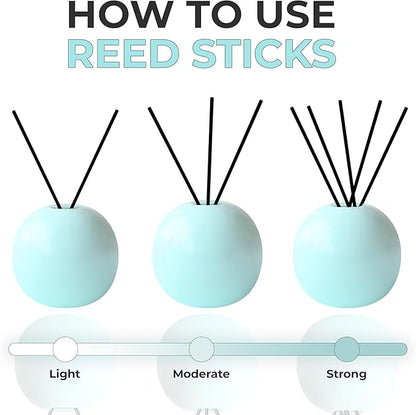 Ceramic Reed Diffuser for Home, Ampure White Musk Fragrance (2X Stronger, 4 to 6 Months of Usage) in a Scent Bowl - 5 Natural Fiber Reed Sticks & Decorative Flower Set, Office Decor, Eco-Friendly