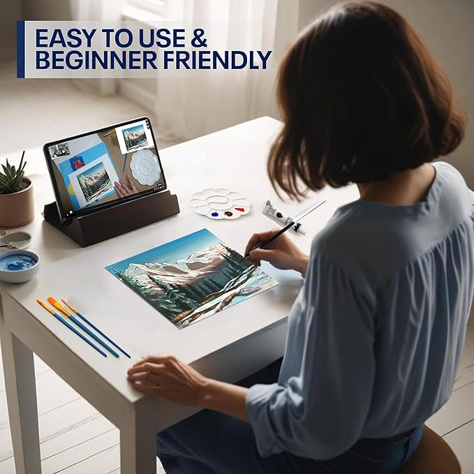 Painting4Real DIY Art Painting Kit for Adults – Learn to Paint Alpine Morning with Video Tutorials – 9 Pieces Acrylic Paint Set for Adults –Perfect Christmas Crafts & Holiday Gifts for Art Lovers