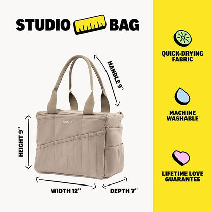 Soolla Studio Bag - World's Most Loved Art Supply & Pottery Tool Bag, Machine Washable, Over 30 Pockets, 10 Premium Colors, Quick-Dry Canvas, Organizer for Crafts, Sewing, Knitting, Adults, Students,