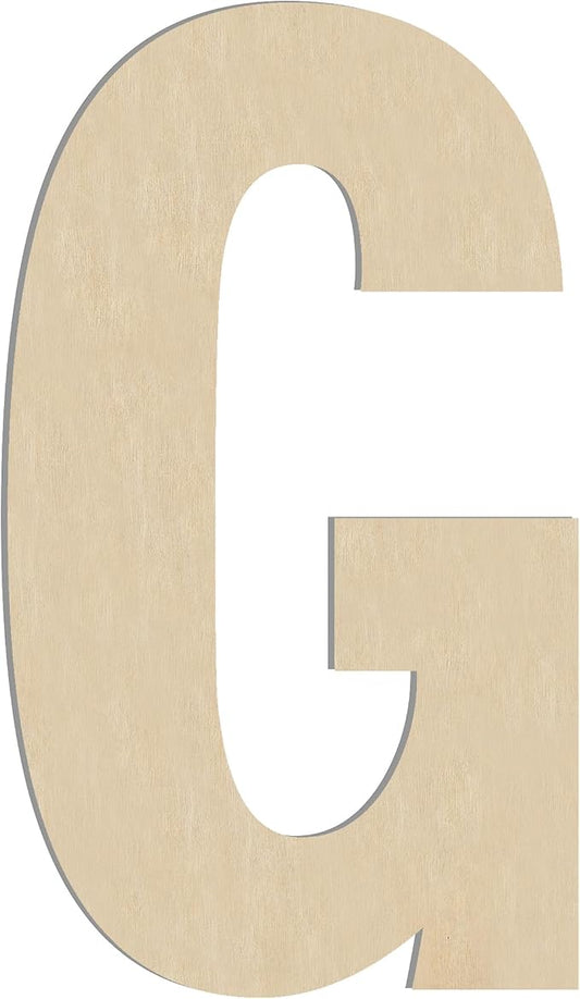 HILAZA 17 Inch Large Wooden Letter G, 1/4 in Thick Big Wood Letter for Wall Decor Crafts