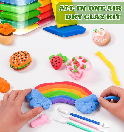Air Dry Clay 100 Colors Foam Clay Non-Sticky Soft Air Dry Foam Clay, Moldable Super Light Clay with Sculpting Tools, Guide, Perfect for Arts, Crafts