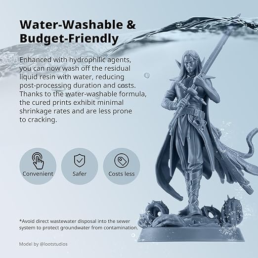 ANYCUBIC Water Washable ABS-Like Resin 3.0 Bundle, 3D Printer Resin, High Toughness and High Precision, Easy to Post-Process, Low Odor, Wide Compatibility for All LCD 3D Printers (Grey, 4kg)