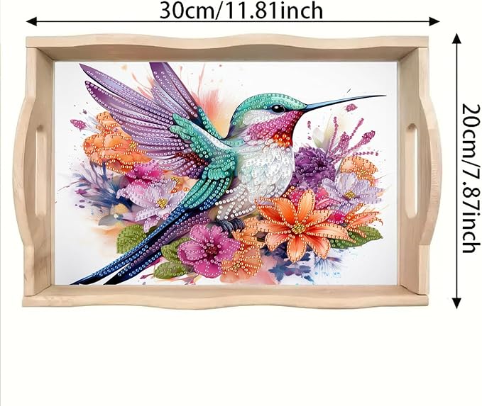 SHLUHA Diamond Art Kits for Adults Wooden Serving Trays with Handle Food Tray for Breakfast Home Decor Gift(TT018)