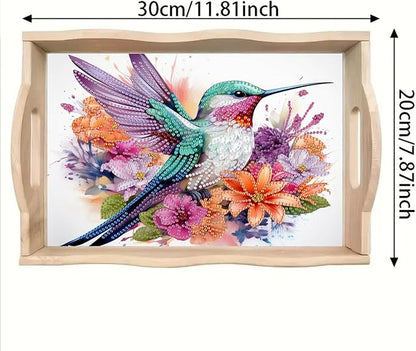 SHLUHA Diamond Art Kits for Adults Wooden Serving Trays with Handle Food Tray for Breakfast Home Decor Gift(TT018)