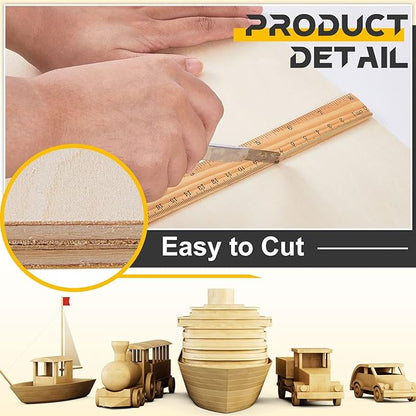 Juexica 48 Pcs 12" X 24"x 1/8" Basswood Craft Sheets 3mm Plywood Board Wood Thin Sheets for Arts Crafts Woodworking Scroll Sawing Projects Painting Drawing Laser Cutting Projects