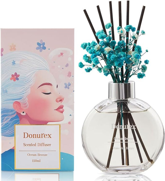 Donurex Flower Reed Diffusers for Home with Ocean Breeze