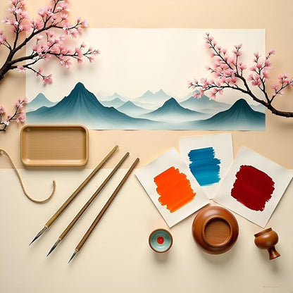 3Pcs Brown Chinese Art Painting Brush Set,Chinese Art Painting Brushes Weasel Hair Hookline Pen Art Drawing Brush Needs Watercolor Supplies S/M/L